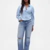 Jeans mit mittlerer Leibhöhe und geradem, lockerem Schnitt