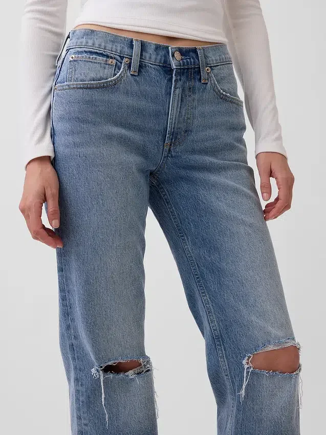 Jeans mit mittlerer Leibhöhe und geradem, lockerem Schnitt
