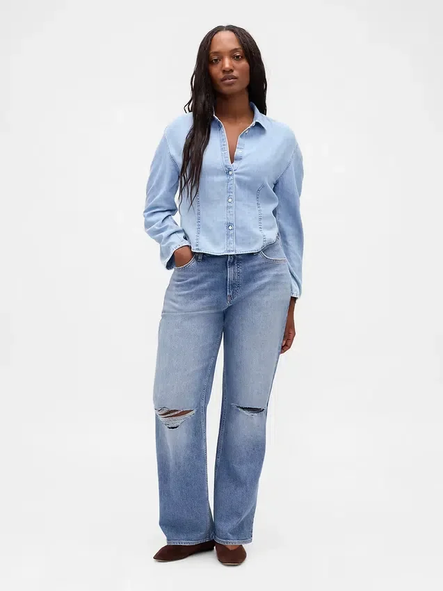 Jeans mit mittlerer Leibhöhe und geradem, lockerem Schnitt