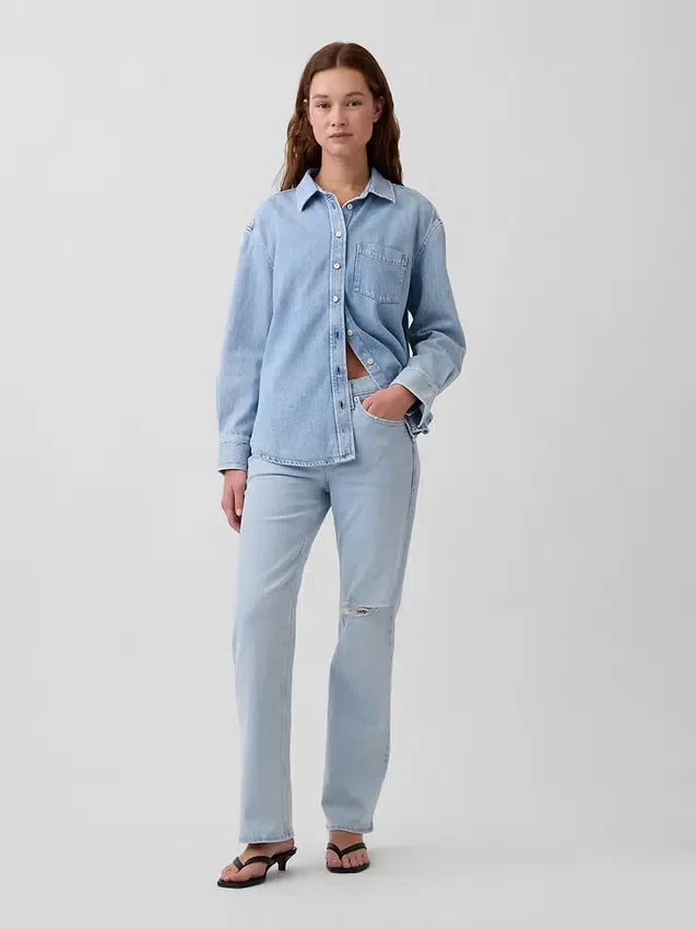 Jeans mit mittlerer Leibhöhe und geradem, lockerem Schnitt