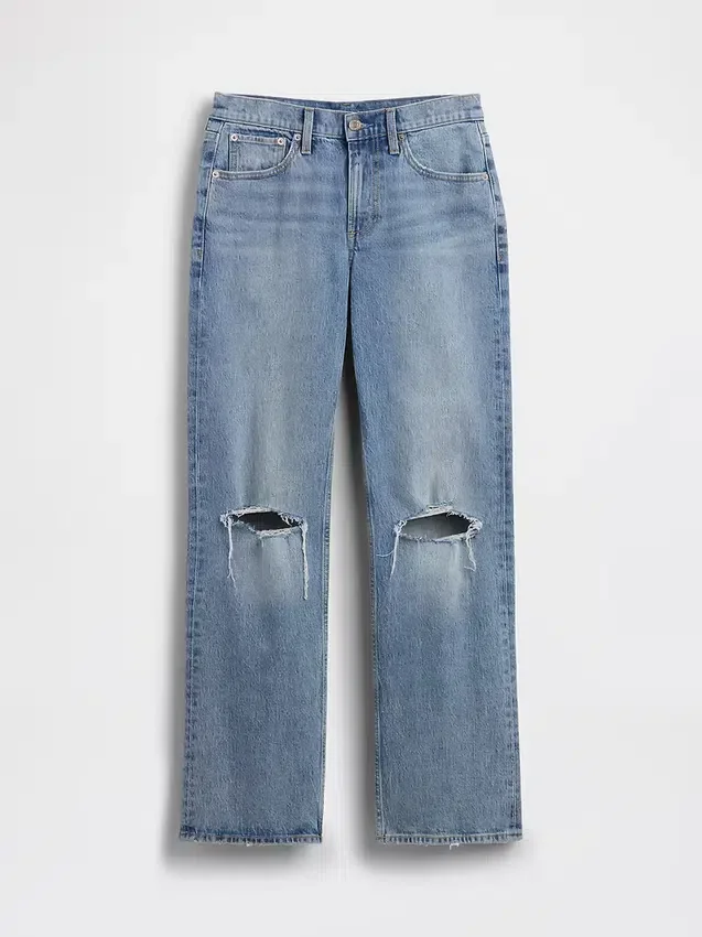 Jeans mit mittlerer Leibhöhe und geradem, lockerem Schnitt