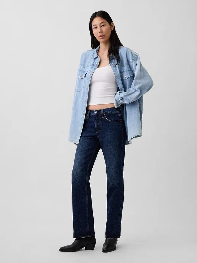 Jeans mit mittlerer Leibhöhe und geradem, lockerem Schnitt