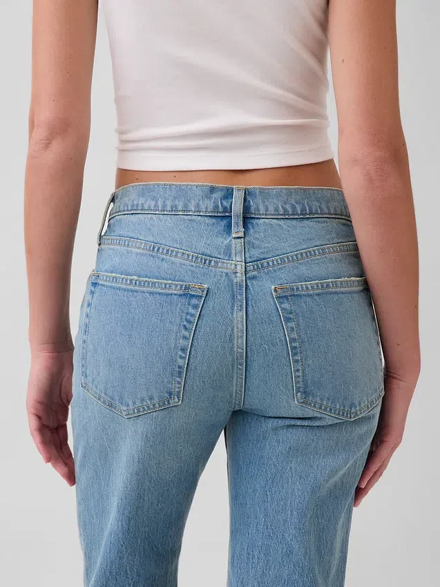 Jeans mit mittlerer Leibhöhe und geradem, lockerem Schnitt