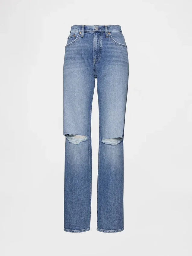 Jeans mit mittlerer Leibhöhe und geradem, lockerem Schnitt
