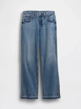 Jeans mit niedriger Leibhöhe im 90er-Jahre-Stil, locker sitzend, mit gespaltenem Saum