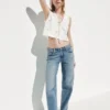 Jeans mit niedriger Leibhöhe im 90er-Jahre-Stil, locker sitzend, mit gespaltenem Saum