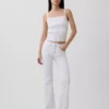 Jeans mit niedriger Leibhöhe, langem Schnitt und schmaler Passform, zum Schnüren