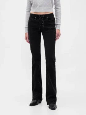 Jeans mit niedriger Leibhöhe, langem Schnitt und schmaler Passform, zum Schnüren