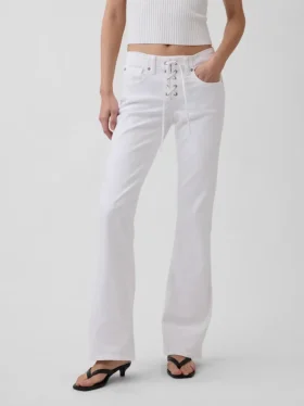 Jeans mit niedriger Leibhöhe, langem Schnitt und schmaler Passform, zum Schnüren