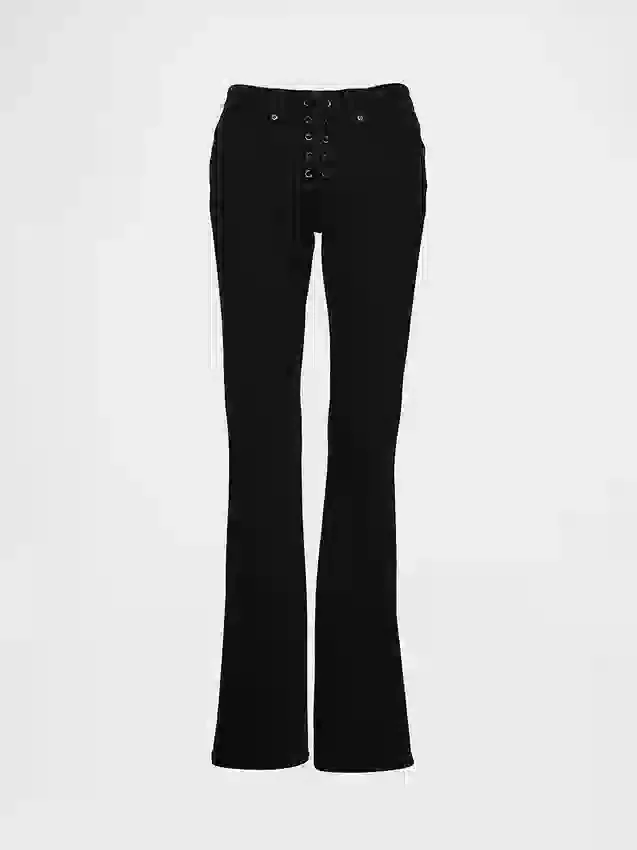 Jeans mit niedriger Leibhöhe, langem Schnitt und schmaler Passform, zum Schnüren