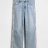 Jeans mit niedriger Leibhöhe, lockerer Passform und seitlichen Streifen im 90er-Jahre-Stil