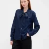 Jeanshemd mit Bindeband