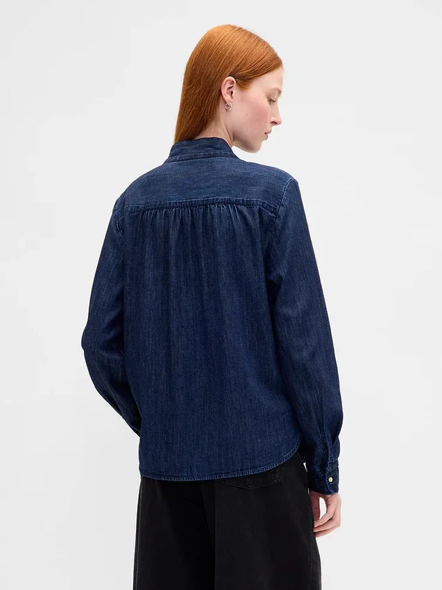 Jeanshemd mit Bindeband