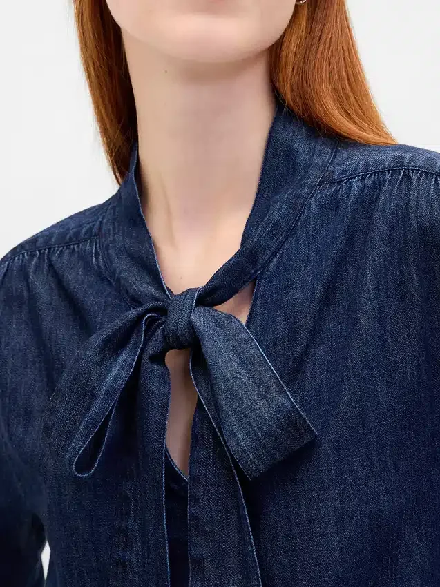 Jeanshemd mit Bindeband