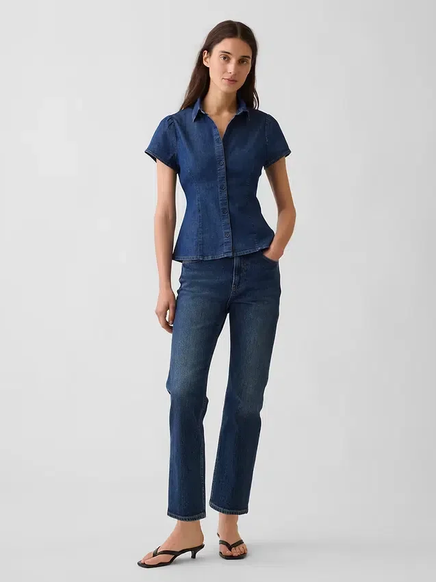 Jeanshemd mit Flügelärmeln