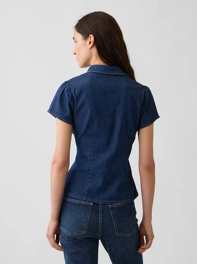 Jeanshemd mit Flügelärmeln