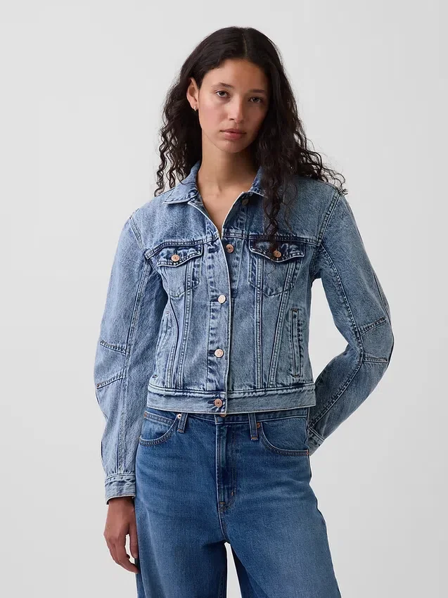 Jeansjacke im Barrel-Sleeve-Stil