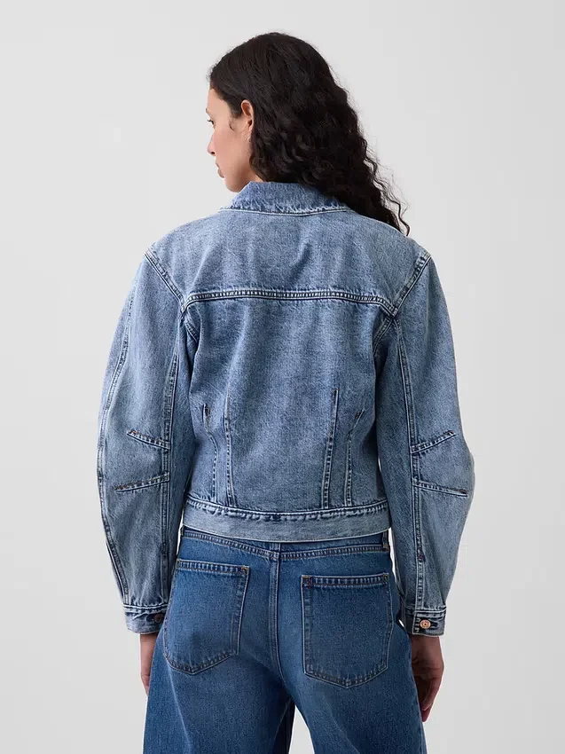 Jeansjacke im Barrel-Sleeve-Stil