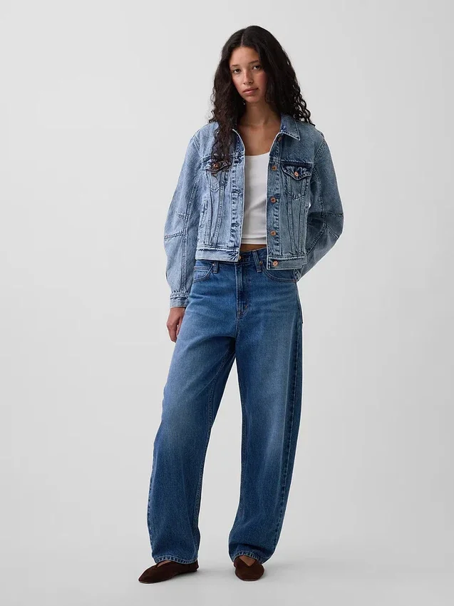 Jeansjacke im Barrel-Sleeve-Stil
