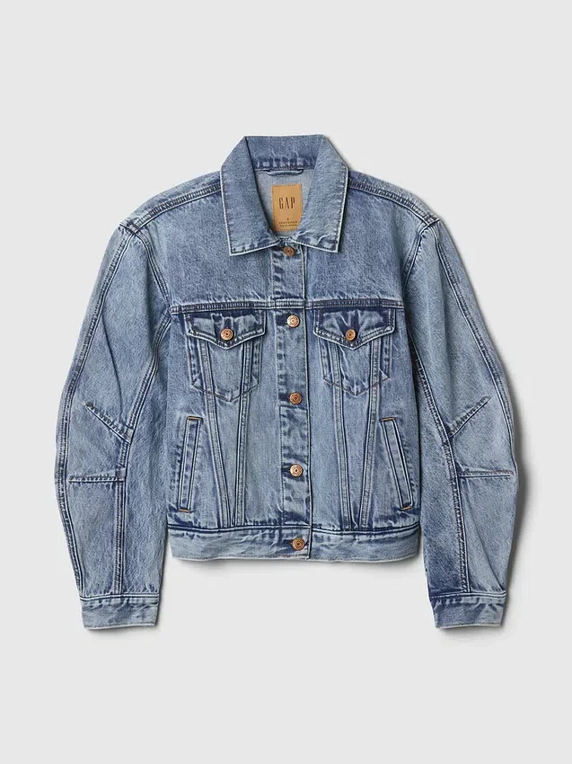 Jeansjacke im Barrel-Sleeve-Stil