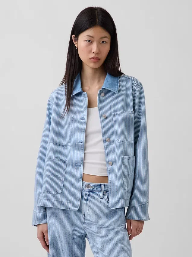Jeansjacke mit Streifenmuster