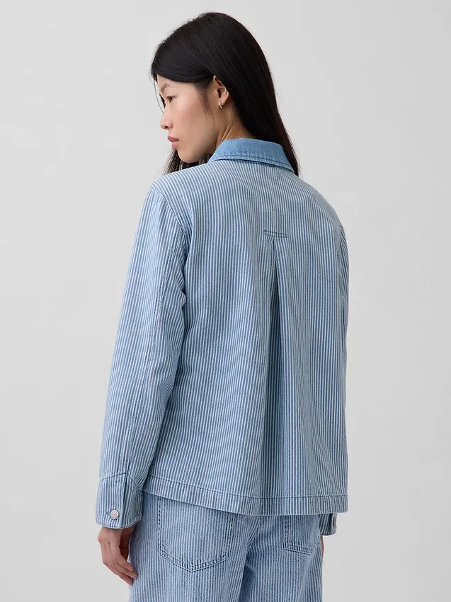 Jeansjacke mit Streifenmuster