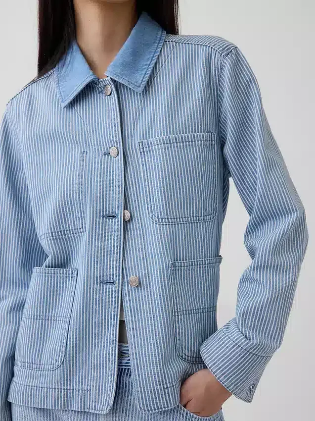 Jeansjacke mit Streifenmuster