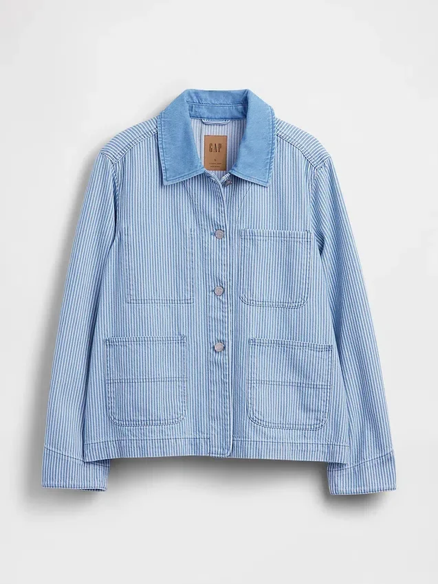 Jeansjacke mit Streifenmuster