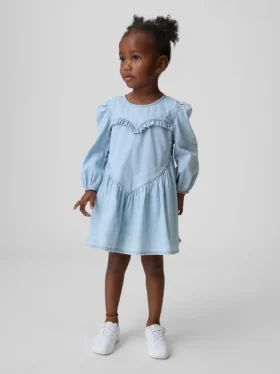 Jeanskleid mit Rüschen und Herzmotiv für Baby & Kleinkind