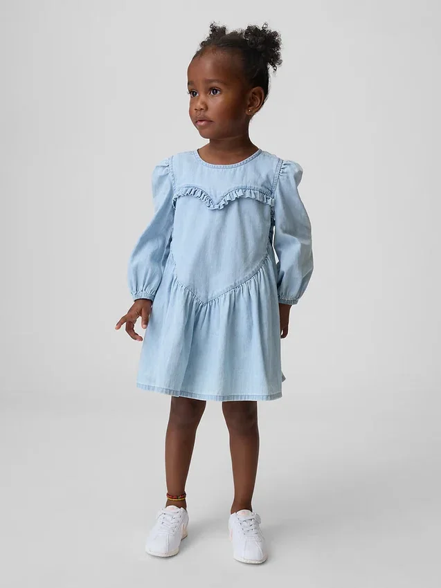 Jeanskleid mit Rüschen und Herzmotiv für Baby & Kleinkind