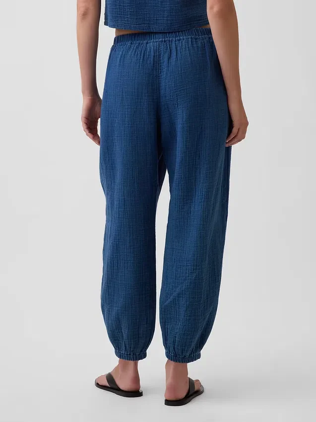Jogginghose aus Baumwollgaze-Denim im Barrel-Schnitt