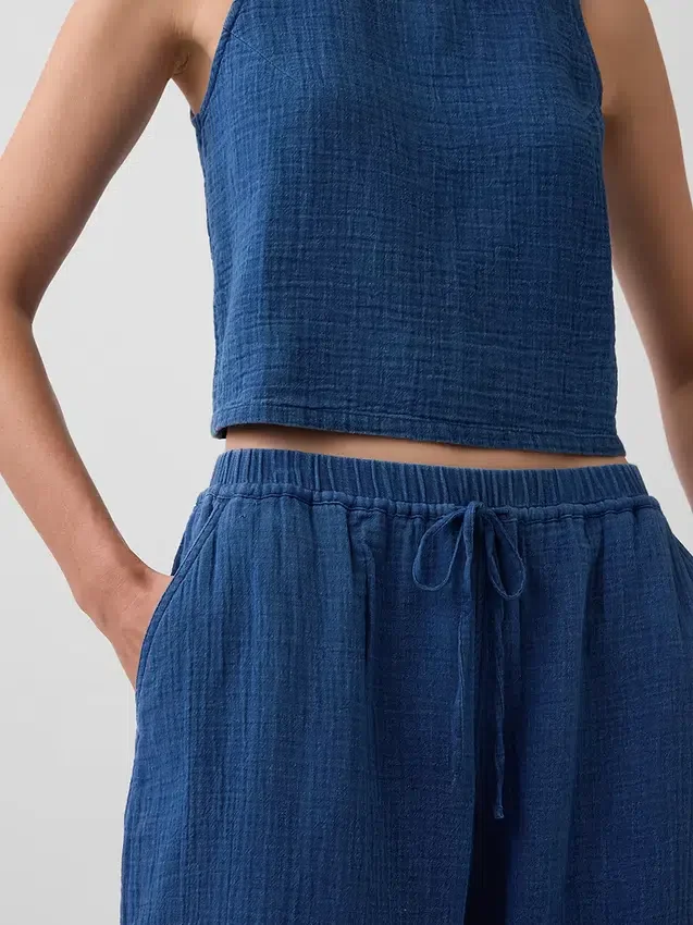 Jogginghose aus Baumwollgaze-Denim im Barrel-Schnitt