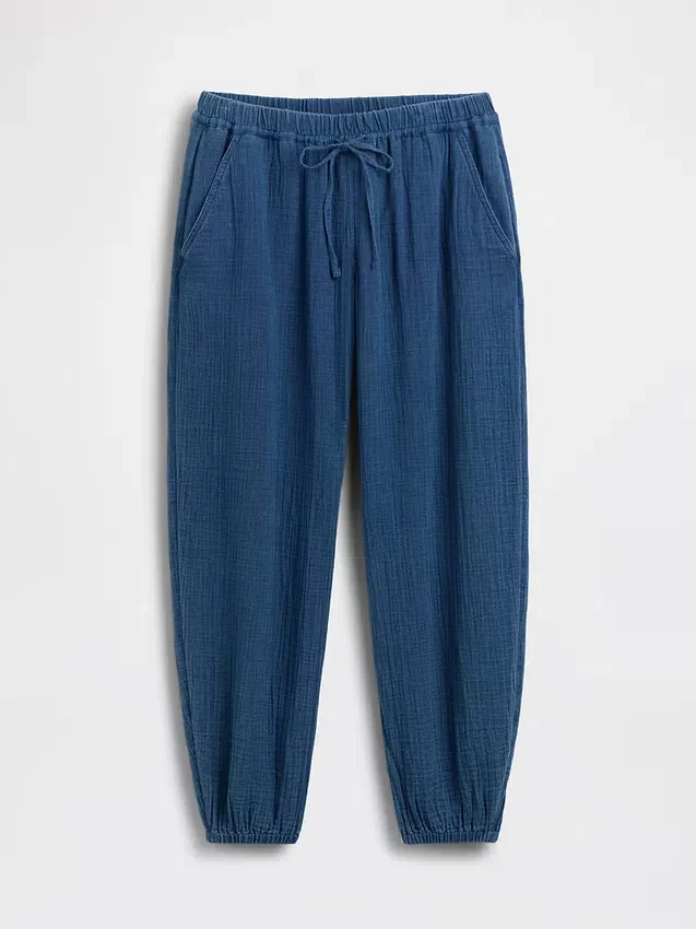 Jogginghose aus Baumwollgaze-Denim im Barrel-Schnitt