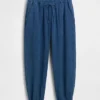 Jogginghose aus Baumwollgaze-Denim im Barrel-Schnitt