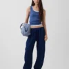 Jogginghose aus Baumwollgaze-Denim im Barrel-Schnitt