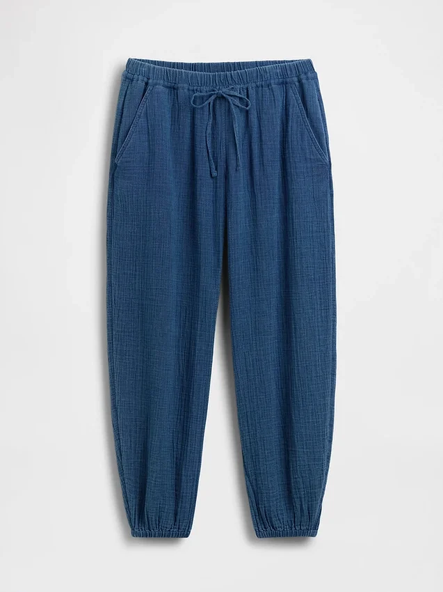 Jogginghose aus Baumwollgaze-Denim im Barrel-Schnitt