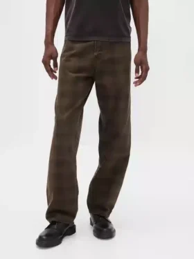 Karierte Baggy-Jeans aus Canvas