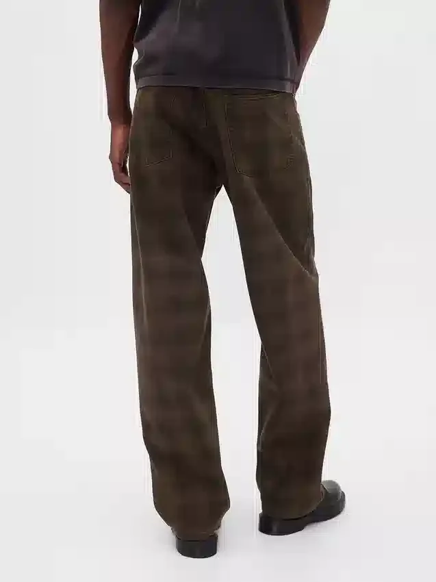 Karierte Baggy-Jeans aus Canvas