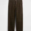 Karierte Baggy-Jeans aus Canvas