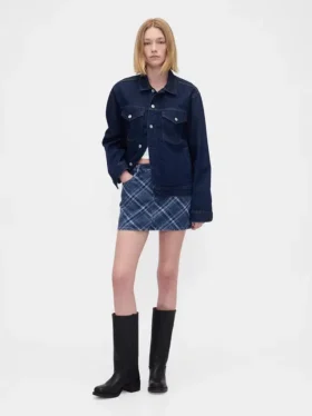 Karierter Jeans-Minirock