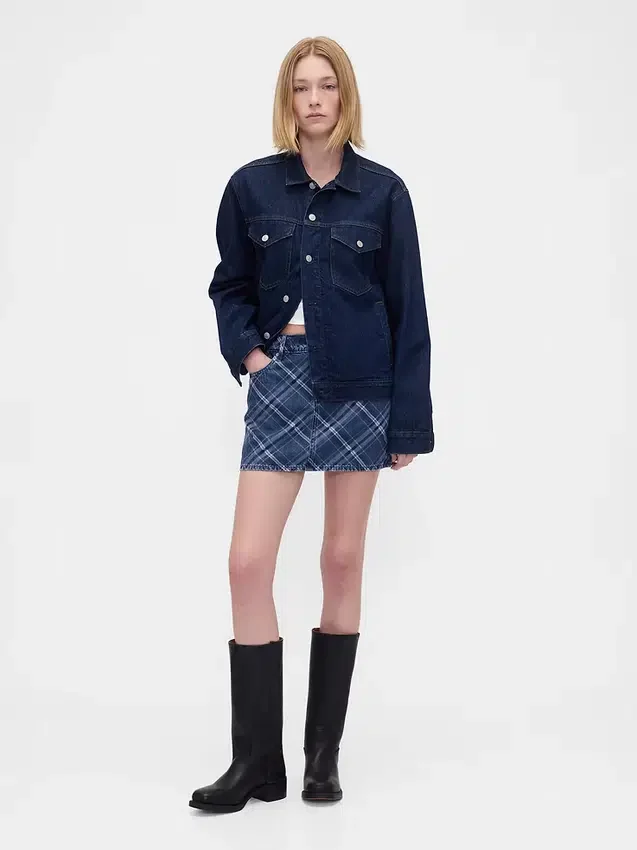Karierter Jeans-Minirock