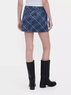 Karierter Jeans-Minirock