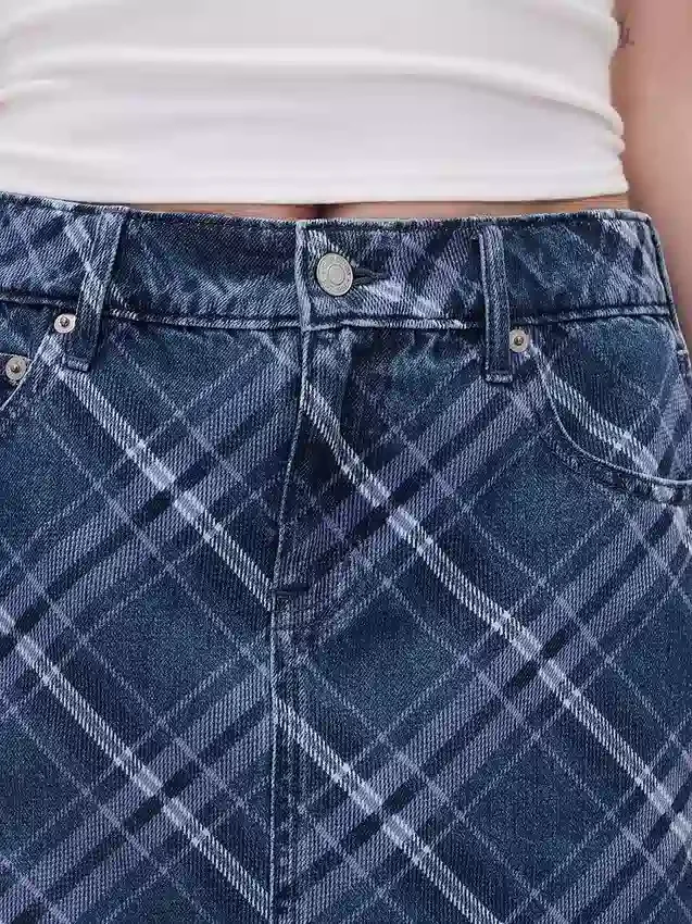 Karierter Jeans-Minirock