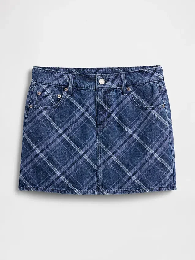 Karierter Jeans-Minirock