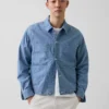 Kastenförmige Chambray-Jacke
