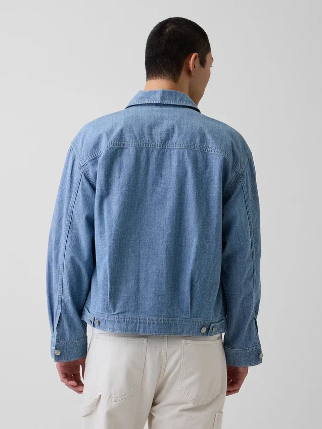 Kastenförmige Chambray-Jacke