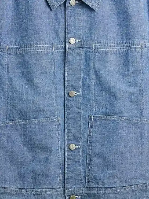 Kastenförmige Chambray-Jacke