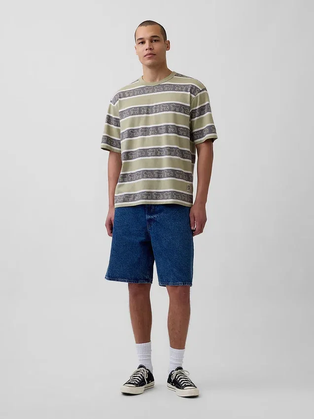 Keith Haring Oversize-T-Shirt mit Streifen
