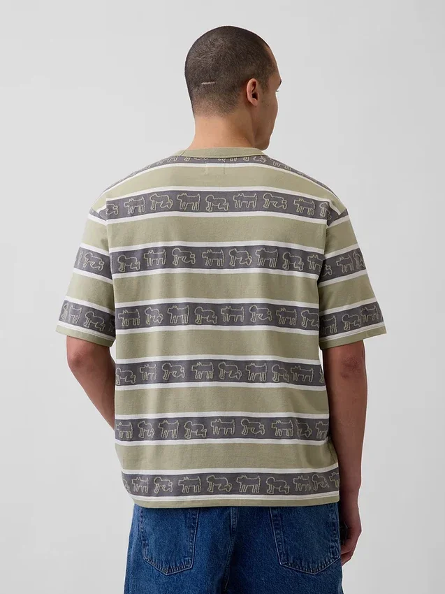 Keith Haring Oversize-T-Shirt mit Streifen