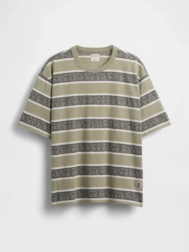 Keith Haring Oversize-T-Shirt mit Streifen